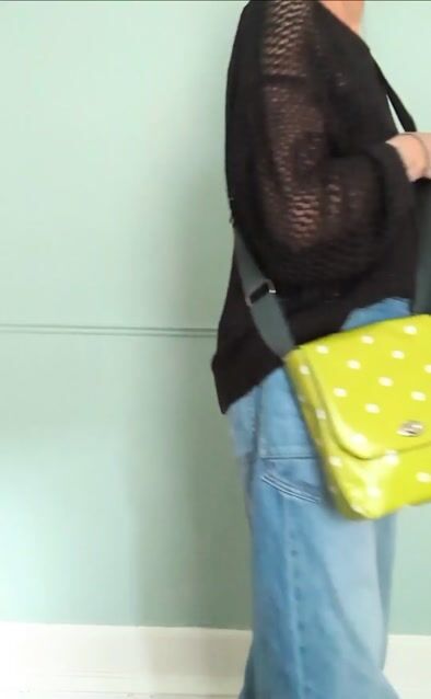 Polka Dot Print, Water-resistant Lime Green Oilcloth, Small Cross Body Bag - Video