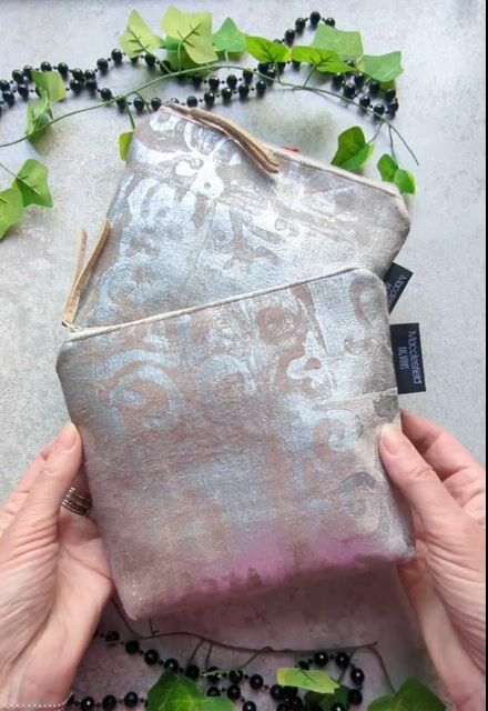 Make-up Bag or Toiletries Bag in Silver Beige Chenille  - Video